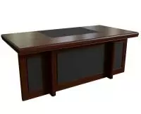 Стол письменный 200 с кожаными вставками. темный орех. 200x100x78