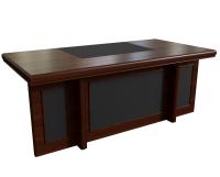 Стол письменный 200 с кожаными вставками. темный орех. 200x100x78