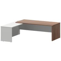 Стол руководителя левый KZP-22L Темный шимо/Белый 2200x2000x750