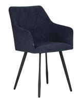 Стул для кухни DOBRIN ROBY, ЭМАЛЬ ЧЕРНЫЙ МУАР велюр Catania Dark Blue