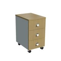 Тумба подкатная 3 ящика (каркас серый). дуб светлый. 39x54x67