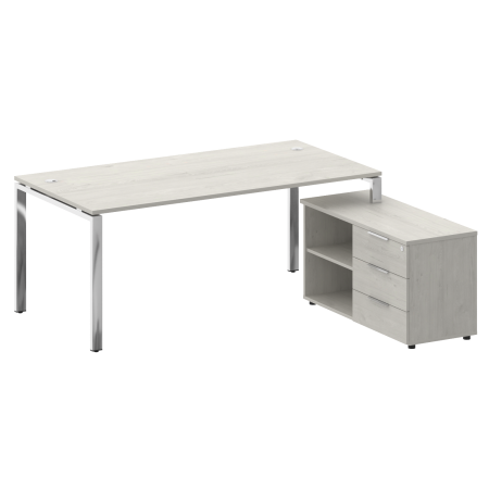 Стол руковододителя с тумбой правый БГ.СРТ-5.9 (R) Дуб наварра/Нерж. сталь