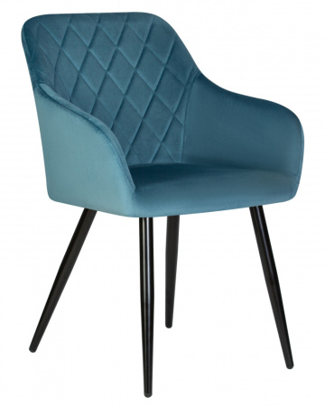 Стул для кухни DOBRIN ROBERT, черные матовые ножки, велюр V108-108 Морская волна