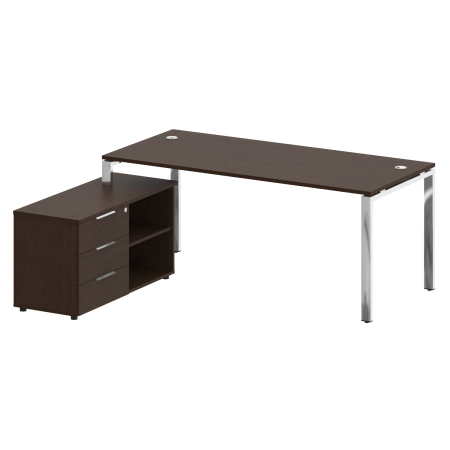 Стол руковододителя с тумбой левый БГ.СРТ-5.8 (L) Венге/Нерж. сталь