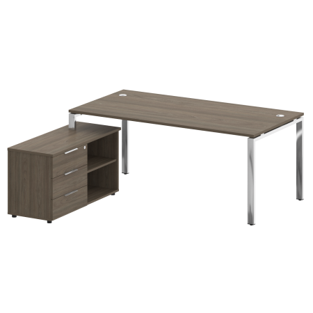 Стол руковододителя с тумбой левый БГ.СРТ-5.9 (L) Вяз/Нерж. сталь