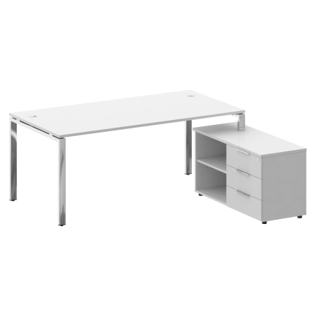 Стол руковододителя с тумбой правый БГ.СРТ-5.9 (R) Белый/Нерж. сталь