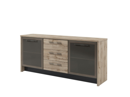 Тумба 2 дверьми в профиле и 3 ящиками Т-13-05. Размер: 2200*520*970 мм