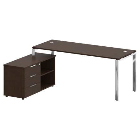 Стол руковододителя с тумбой левый БГ.СРТ-5.7 (L) Венге/Нерж. сталь