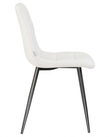 Стул для кухни DOBRIN ALEX, черные матовые ножки, белая экокожа (P-02)