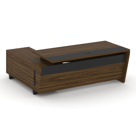 Стол руководителя с опорной тумбой, правый COR.SRT-20 (R) Орех лоренцо/Графит/Графит металл