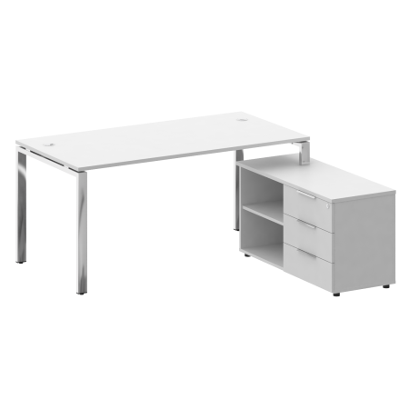 Стол руковододителя с тумбой правый БГ.СРТ-4.8 (R) Белый/Нерж. сталь