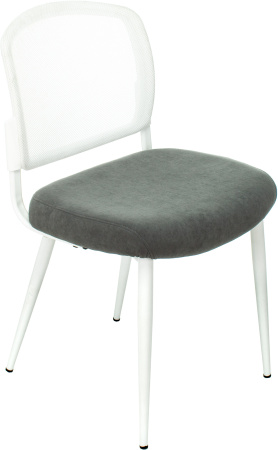 Стул для кухни Бюрократ KF-8W_2 комплект 2шт сетка/ткань серый металл белый на ножках (KF-8W/GREY_2)