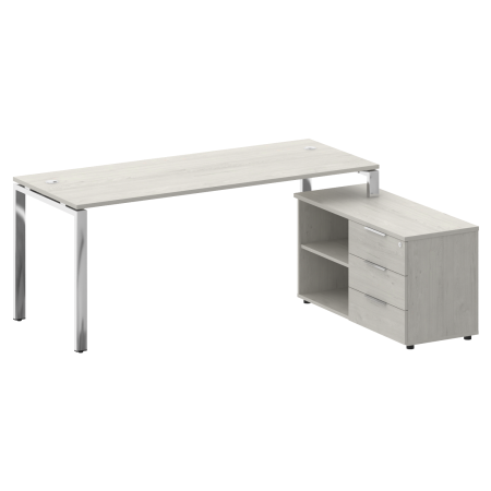 Стол руковододителя с тумбой правый БГ.СРТ-5.7 (R) Дуб наварра/Нерж. сталь