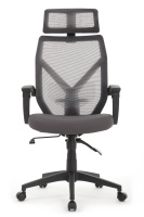 Кресло OLIVER W-203AC Чёрный пластик/Серая сетка 64-64-115*123