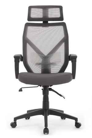 Кресло OLIVER W-203AC Чёрный пластик/Серая сетка 64-64-115*123