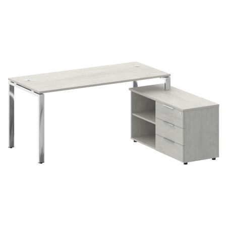 Стол руковододителя с тумбой правый БГ.СРТ-4.7 (R) Дуб наварра/Нерж. сталь