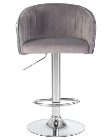 Стул барный DOBRIN DARCY SHINY, серый велюр с серебряными пайетками
