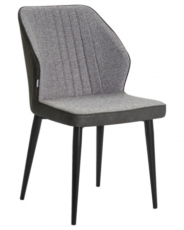 Стул для кухни DOBRIN KEVIN, черные матовые ножки, Сиденье серая ткань FC-09, Спинка антрацит кожзам RU-08