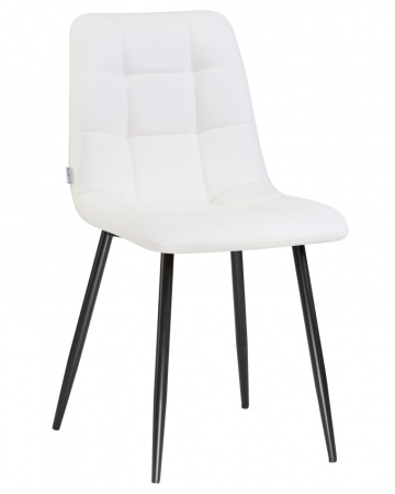 Стул для кухни DOBRIN ALEX, черные матовые ножки, белая экокожа (P-02)