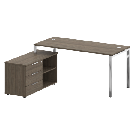 Стол руковододителя с тумбой левый БГ.СРТ-4.7 (L) Вяз/Нерж. сталь