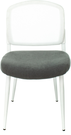 Стул для кухни Бюрократ KF-8W_2 комплект 2шт сетка/ткань серый металл белый на ножках (KF-8W/GREY_2)