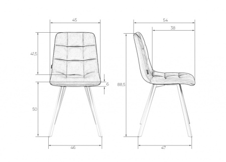 Стул для кухни DOBRIN ALEX SQUARE, черные матовые ножки, кремовая ткань (UF860-01B)