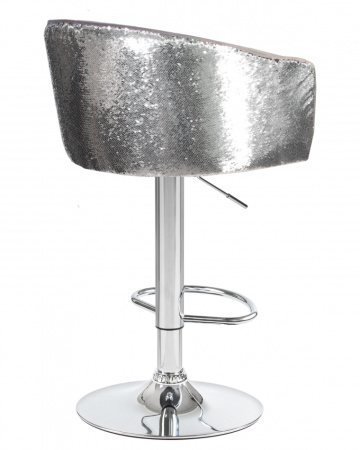 Стул барный DOBRIN DARCY SHINY, серый велюр с серебряными пайетками