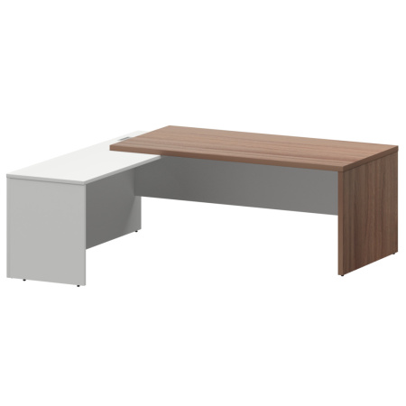 Стол руководителя левый KZP-20L Темный шимо/Белый 2000x2000x750 Стол руководителя левый KZP-20L Темный шимо/Белый 2000x2000x750