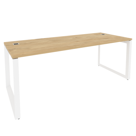 Стол рабочий руководителя на О-образном м/к O.MO-SRR-6.8 Тиквуд светлый/Белый металл 1980*800*750