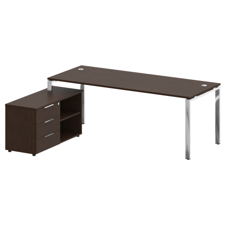 Стол руковододителя с тумбой левый БГ.СРТ-6.8 (L) Венге/Нерж. сталь