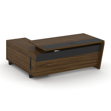 Стол руководителя с опорной тумбой, правый COR.SRT-18 (R) Орех лоренцо/Графит/Графит металл