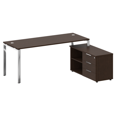 Стол руковододителя с тумбой правый БГ.СРТ-5.7 (R) Венге/Нерж. сталь