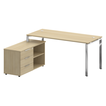 Стол руковододителя с тумбой левый БГ.СРТ-4.7 (L) Акация/Нерж. сталь