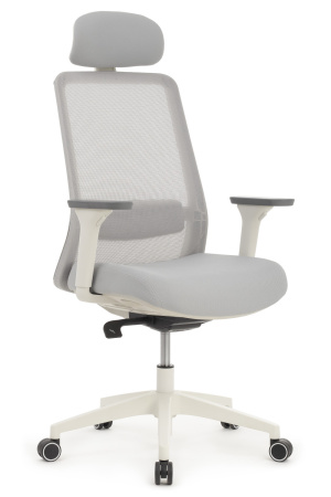 Кресло WORK W-218C white Светло-серый пластик/Светло-серая сетка 65-64-113-123