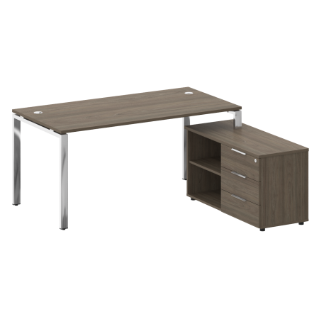 Стол руковододителя с тумбой правый БГ.СРТ-4.8 (R) Вяз/Нерж. сталь