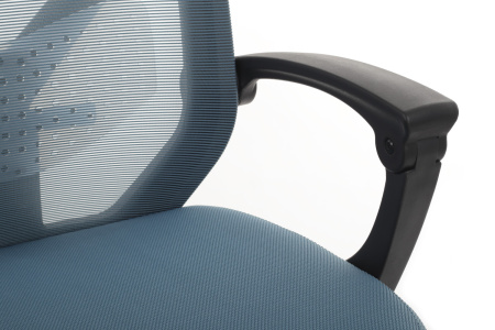 Кресло OLIVER W-203AC Чёрный пластик/Синяя сетка 64-64-115*123