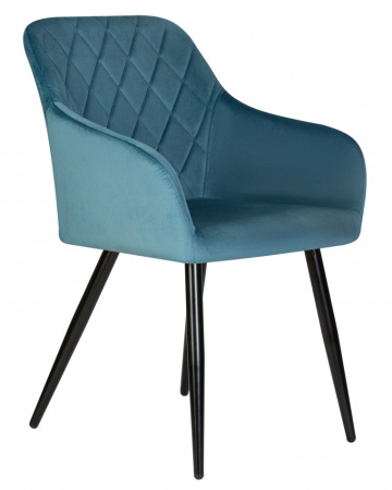 Стул для кухни DOBRIN ROBERT, черные матовые ножки, велюр V108-108 Морская волна