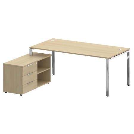 Стол руковододителя с тумбой левый БГ.СРТ-5.9 (L) Акация/Нерж. сталь