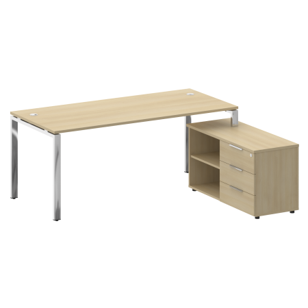 Стол руковододителя с тумбой правый БГ.СРТ-5.8 (R) Акация/Нерж. сталь