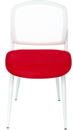 Стул для кухни Бюрократ KF-8W_2 комплект 2шт сетка/ткань красный металл белый на ножках (KF-8W/RED_2)