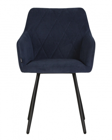 Стул для кухни DOBRIN ROBY, ЭМАЛЬ ЧЕРНЫЙ МУАР велюр Catania Dark Blue