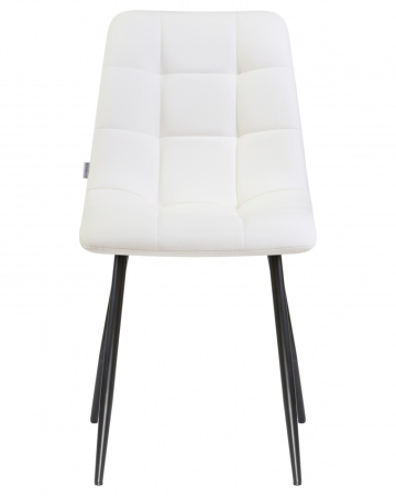 Стул для кухни DOBRIN ALEX, черные матовые ножки, белая экокожа (P-02)