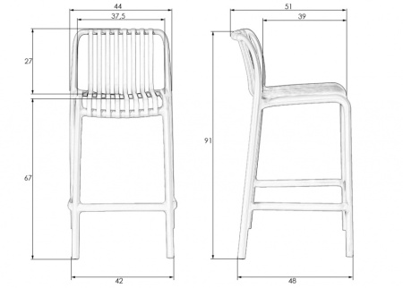 Стул полубарный DOBRIN CHLOE, черный