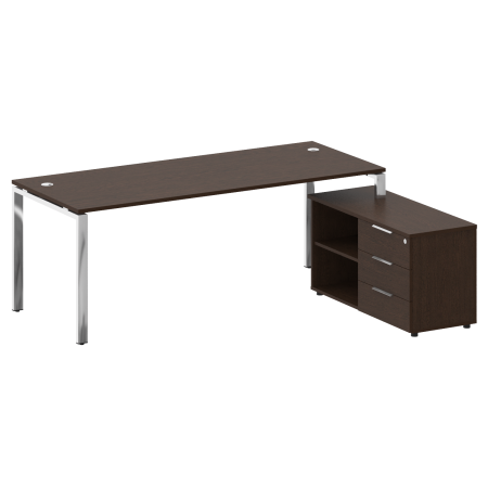 Стол руковододителя с тумбой правый БГ.СРТ-6.8 (R) Венге/Нерж. сталь