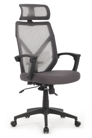 Кресло OLIVER W-203AC Чёрный пластик/Серая сетка 64-64-115*123