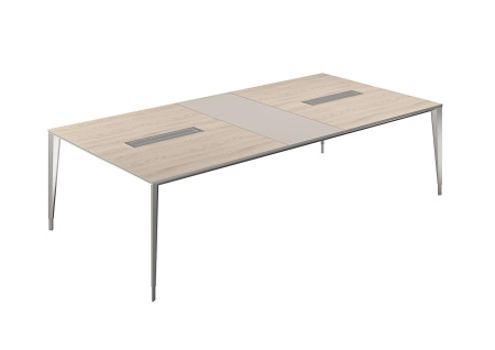 Стол конференц домино поперёк ясень навара, мк алюминий NZ-0103.YN.GS.AL
