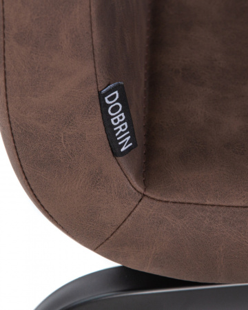 Стул для кухни DOBRIN MARK, черные ножки, коричневая винтажная экокожа (RU-05)