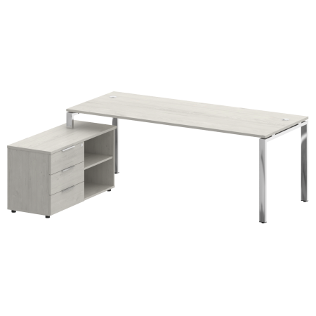 Стол руковододителя с тумбой левый БГ.СРТ-6.8 (L) Дуб наварра/Нерж. сталь