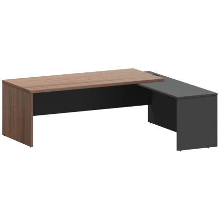 Стол руководителя правый KZP-22R Темный шимо/Графит 2200x2000x750