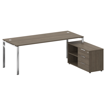 Стол руковододителя с тумбой правый БГ.СРТ-6.8 (R) Вяз/Нерж. сталь